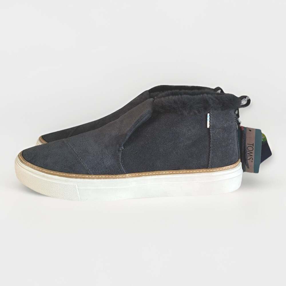 Women's Toms Paxton Grey Suede Shearling Ankle Booties Size 10